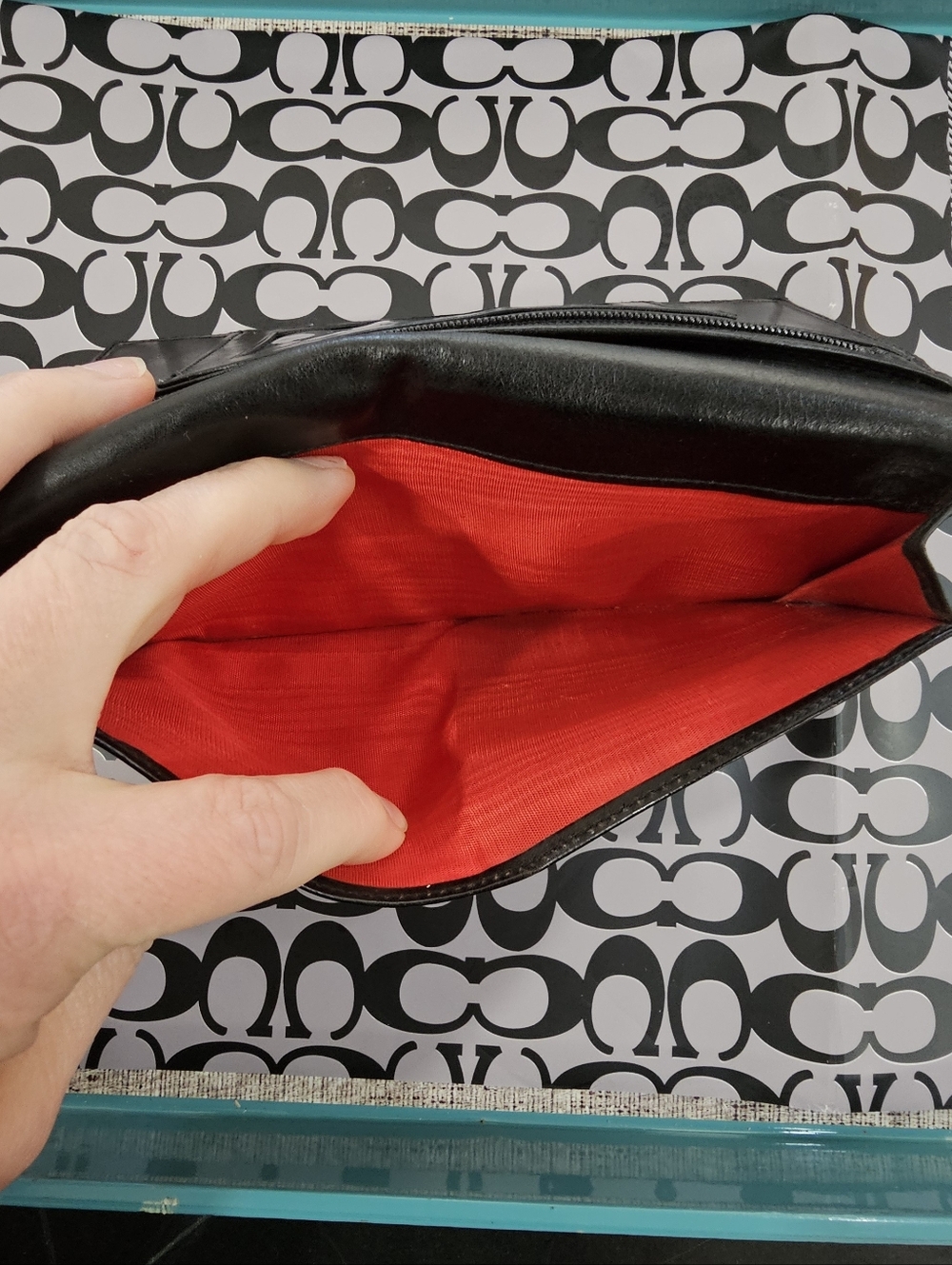 Vintage Celine Paris Black Leather Long Bifold Wallet with RED LINING 😍 - Picture 6 of 12